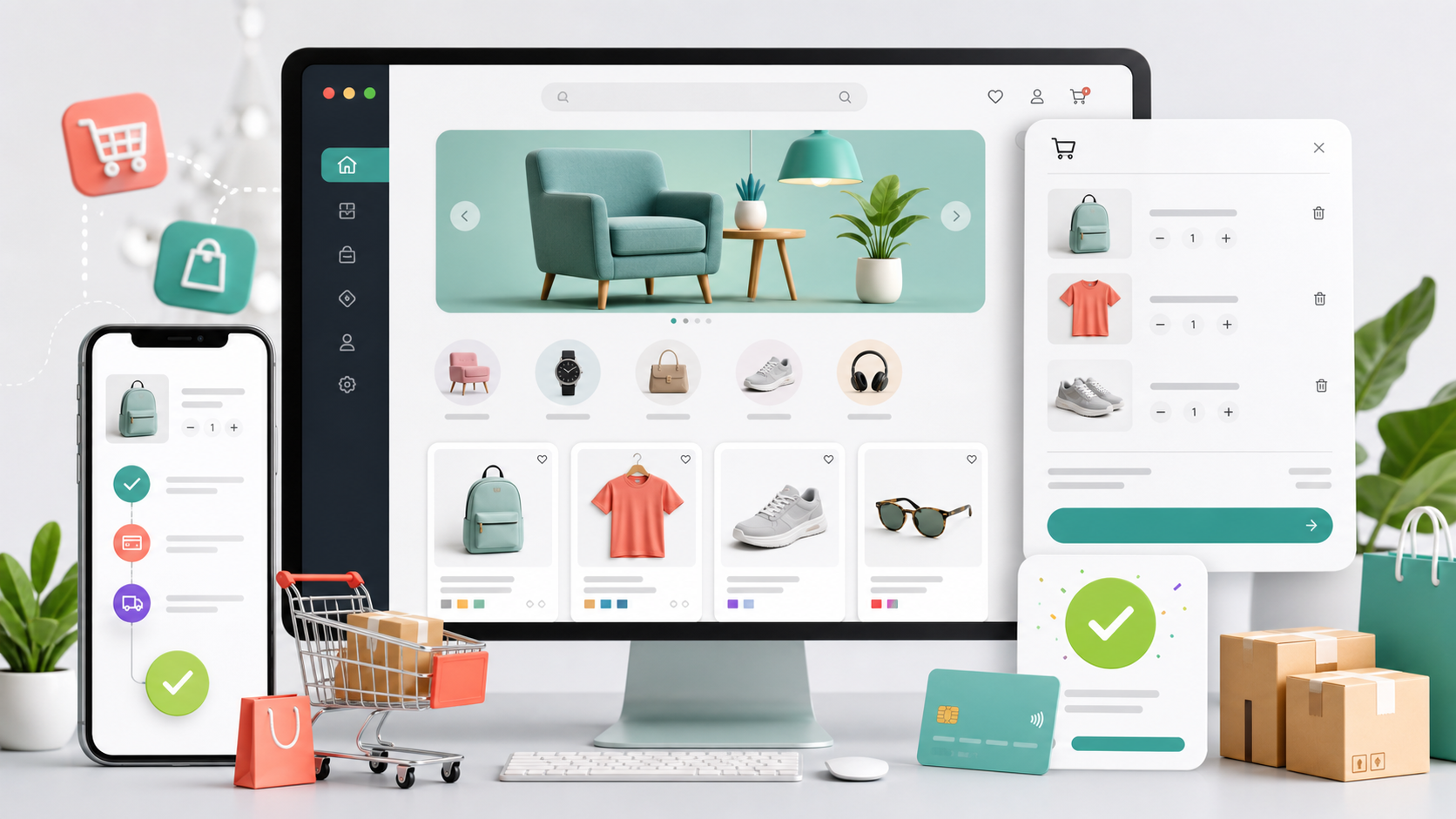 Online shop and ecommerce website service visual